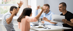Employees having a conflict at workplace